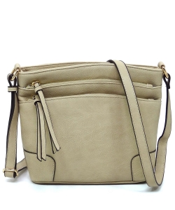Fashion Multi Zip Pocket Crossbody Bag WU059 BRICK